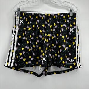 Adidas Shorts Womens Large Floral Trefoil 3 Stripes Activewear Athletic Gym